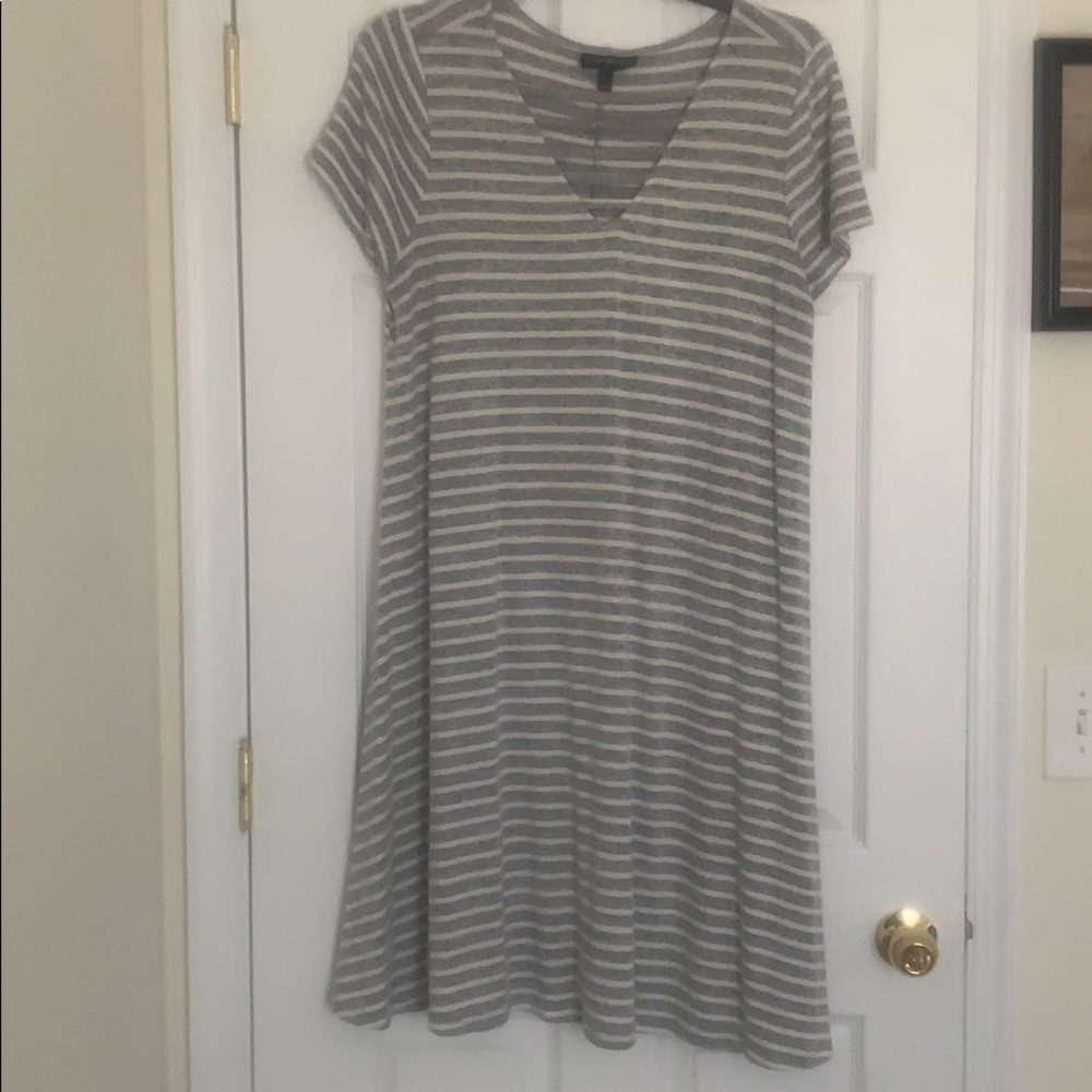 Plus Size Gray & White Stripped Dress